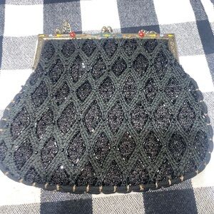 Christiana Black Beaded Women's Clutch